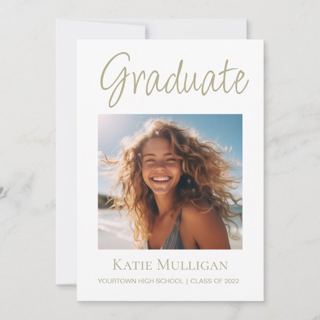 White Sage Green Graduation Announcement Photo  (Front)