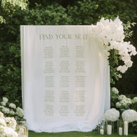 White & Sage Green Wedding Seating Chart Backdrop
