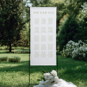 White & Sage Green Wedding Seating Chart Vinil Banner