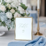 White & Sage Green Wedding Table Number Card<br><div class="desc">Set the tone for your elegant seaside celebration with this minimalist table number card from the Coastal Chic collection. Perfect for beach weddings, coastal venues, or any event with a refined, airy aesthetic. Designed to coordinate with the "Genna" Wedding Invitation Collection, you can view the collection link on this page...</div>