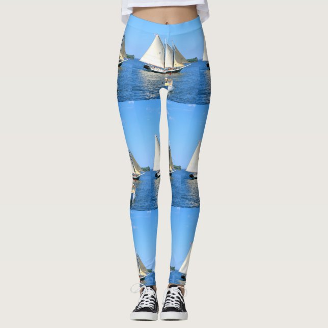 white sail schooner dual blue leggings (Front)