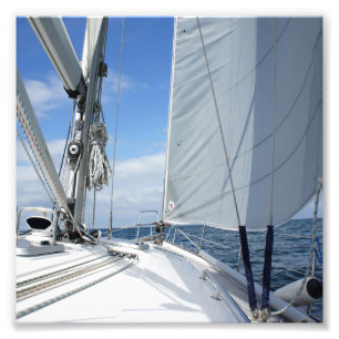 White Sailboat Deck Closeup Photo Print