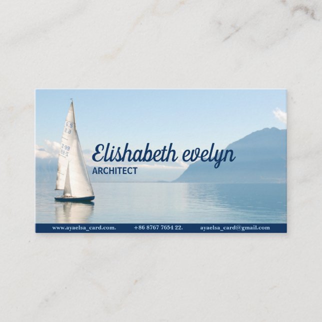 White Sailboat on Water Business Card (Front)