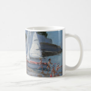 White sailboat Palais sur Mer France Coffee Mug