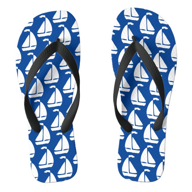 White Sailboats Flip Flops (Footbed)