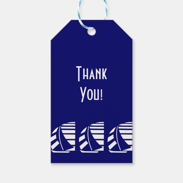 White Sailboats on Blue Custom Thank You Tag (Front)