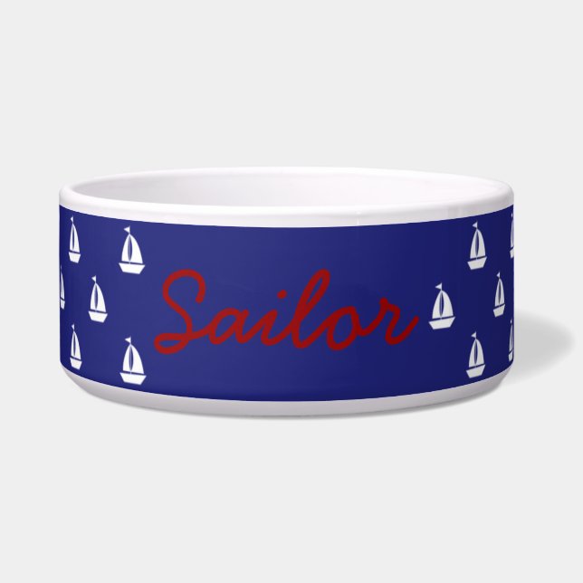 White Sailboats on Nautical Blue Personalised (Front)
