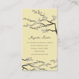 White Sakura Oriental Cherry Blossoms Elegant Chic Business Card