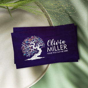 White Sakura Tree - Colourful Blossom Business Card