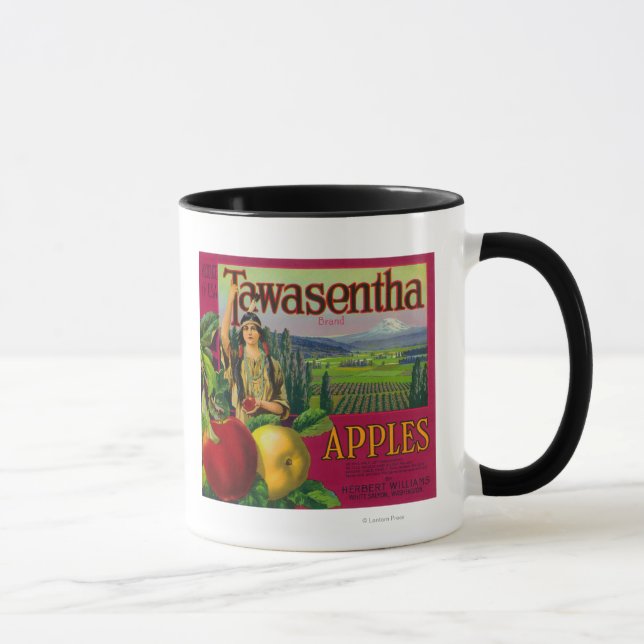 White Salmon, Washington - Tawasentha Apple Labe Mug (Right)