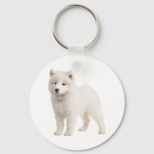 White Samoyed Puppy Dog Love Key Ring