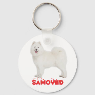 White Samoyed Puppy Dog Love Key Ring