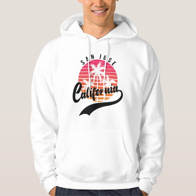 White San Jose Angeles Retro Sunset Hoodie (Front)