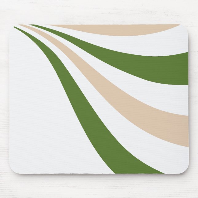White, Sand and Palm Green Wave Mouse Mat (Front)