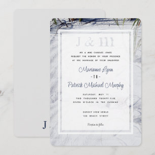 White Sand Beach Modern Destination Wedding Invitation