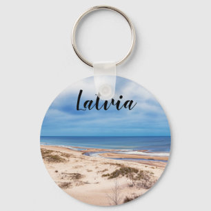 White sand beach near Baltic sea in Latvia Key Ring