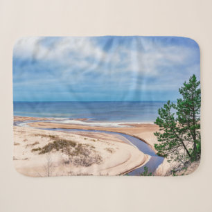 White sand beach near Baltic sea in Latvia Sherpa Blanket
