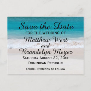 White Sand Beach Ocean Waves Save the Date Wedding Announcement Postcard