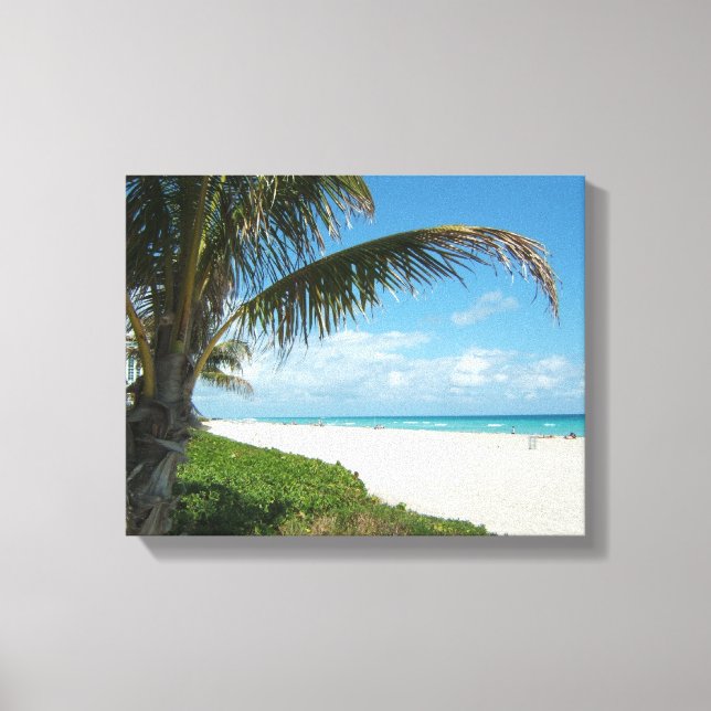 White Sand Beach w/Palm Canvas Print (Front)