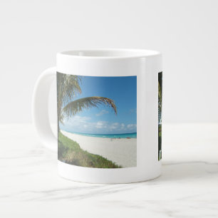 White Sand Beach w/Palm Large Coffee Mug