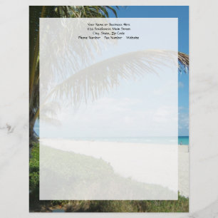 White Sand Beach w/Palm Personalized Letterhead