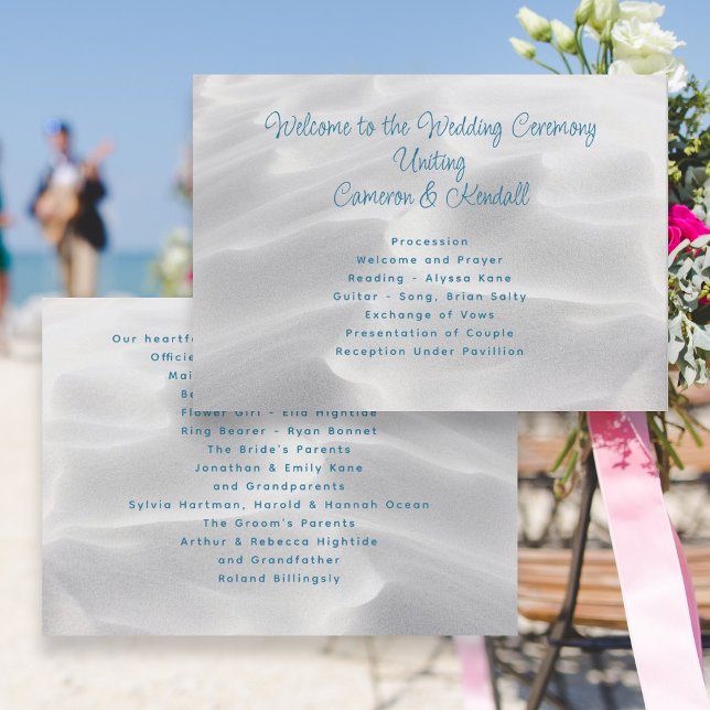 White Sand Beach Wedding Program  Holiday Card (Creator Uploaded)