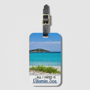 White sand beach with turquoise water vitamin sea luggage tag