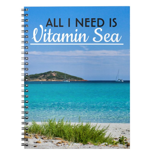 White sand beach with turquoise water vitamin sea notebook (Front)