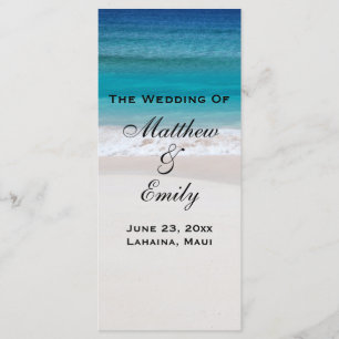 White Sand Ocean Beach Tropical Wedding Program Programme