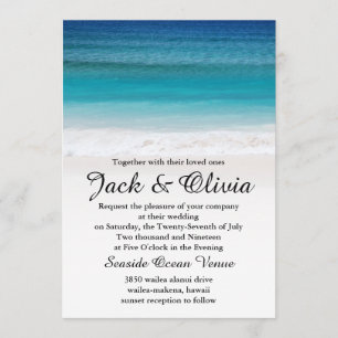 White Sand Ocean Beach Wedding Invitation