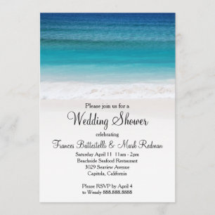 White Sand Ocean Beach Wedding Shower Invitation