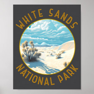 White Sands National Park Distressed Circle  Poster