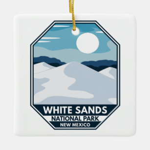 White Sands National Park Minimal Retro Emblem Ceramic Ornament
