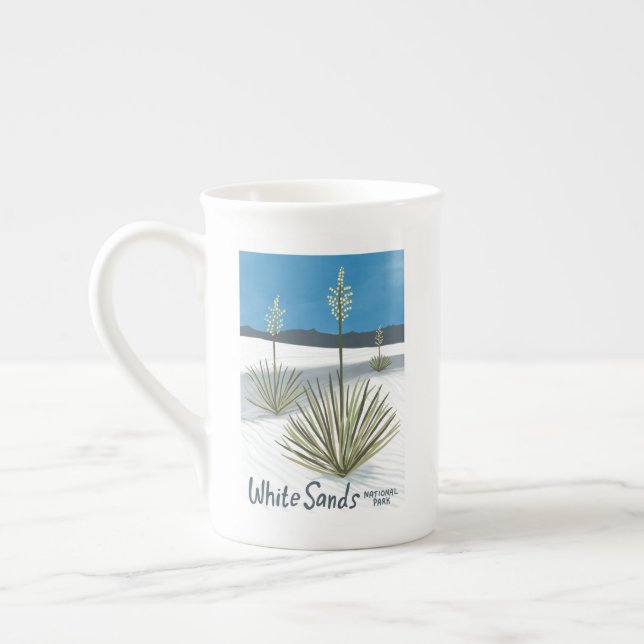 White Sands National Park New Mexico Gypsum Yucca Bone China Mug (Left)