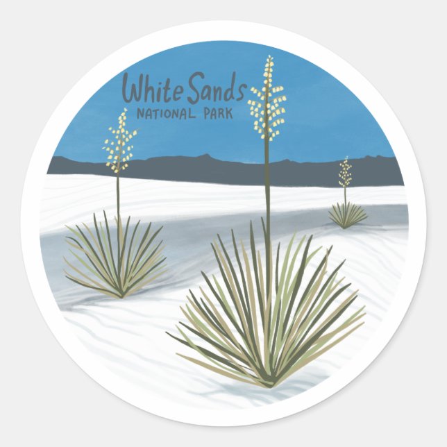 White Sands National Park New Mexico Gypsum Yucca Classic Round Sticker (Front)