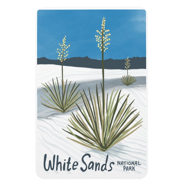 White Sands National Park New Mexico Gypsum Yucca Magnet (Vertical)