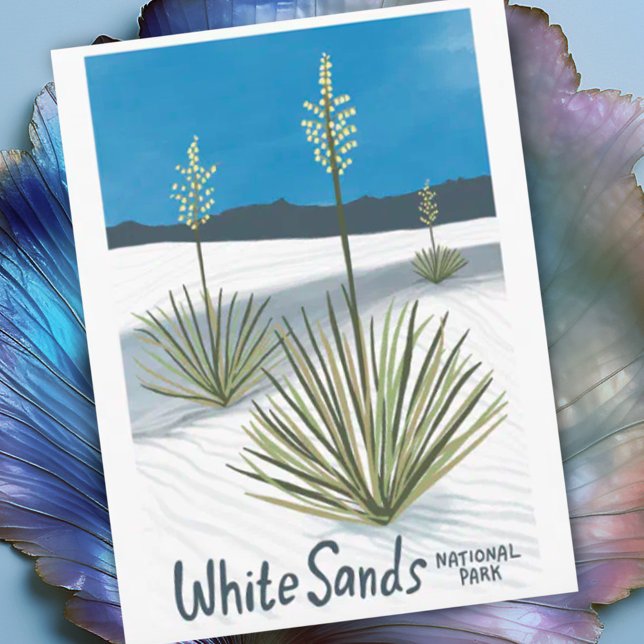 White Sands National Park New Mexico Gypsum Yucca Postcard (White Sands National Park custom postcard with illustration)
