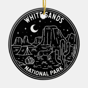 White Sands National Park New Mexico Monoline Ceramic Tree Decoration