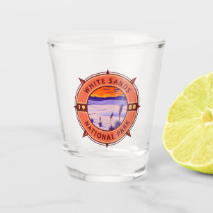 White Sands National Park Retro Compass Emblem Shot Glass