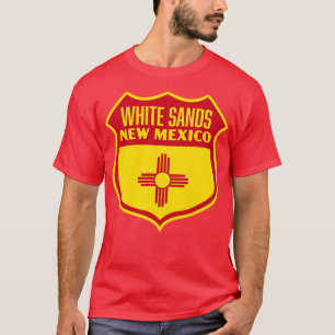 White Sands New Mexico Retro Flag Shield Red T-Shirt