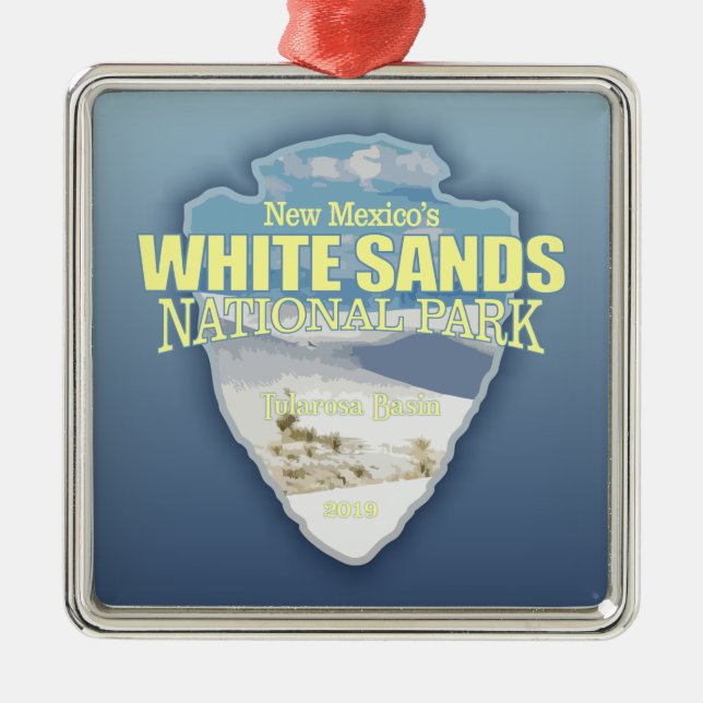 White Sands NP (arrowhead) Metal Tree Decoration (Front)