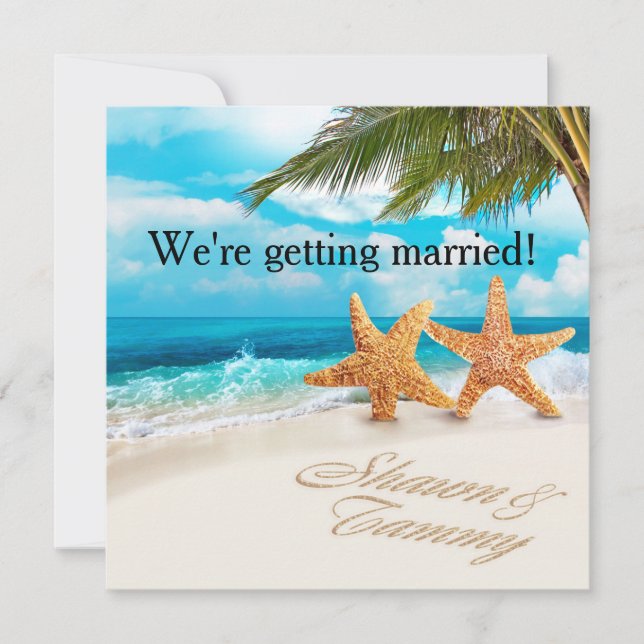 White Sands Starfish ASK ME FOR YOUR NAMES IN SAND Invitation (Front)