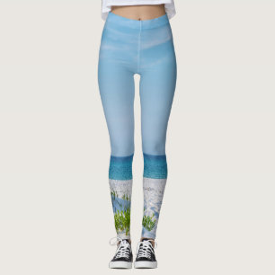 White Sandy Beach Florida Coastline Leggings