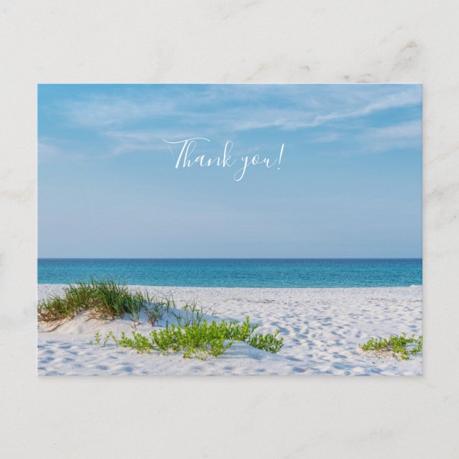White Sandy Beach Florida Coastline Thank You Postcard (Front)
