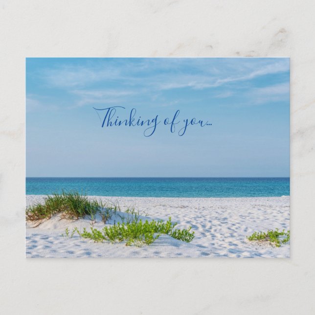 White Sandy Beach Florida Coastline Thinking Of U Postcard (Front)