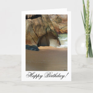 White Sandy Beach; Happy Birthday Card