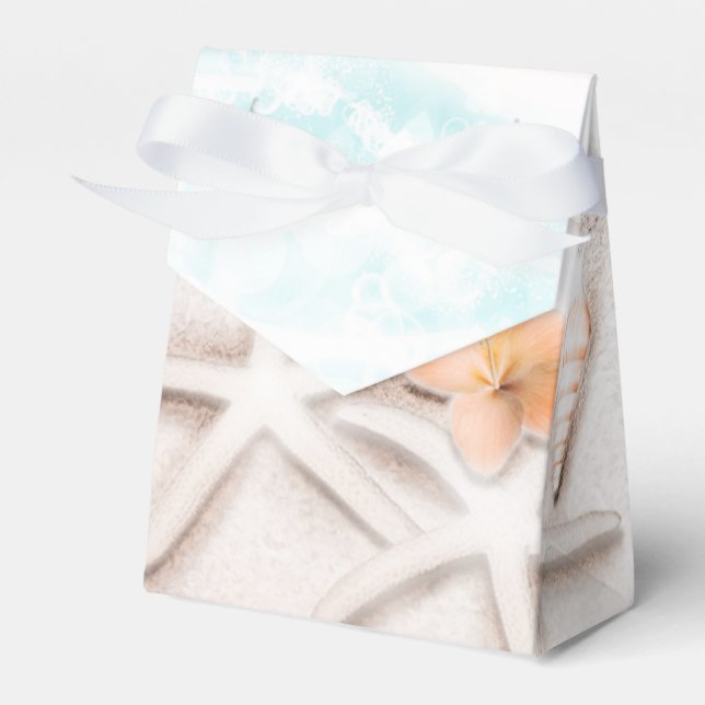 White Sandy Beach Starfish Blue Ocean Tropical Favour Box (Front Side)