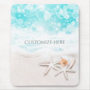 White Sandy Beach Starfish Blue Ocean Tropical Mouse Mat