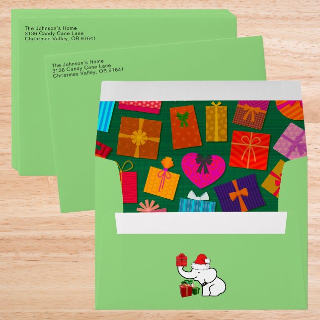 White Santa Elephant Christmas Pattern Add Address Envelope (White Santa Elephant Christmas Pattern Add Address Envelope)