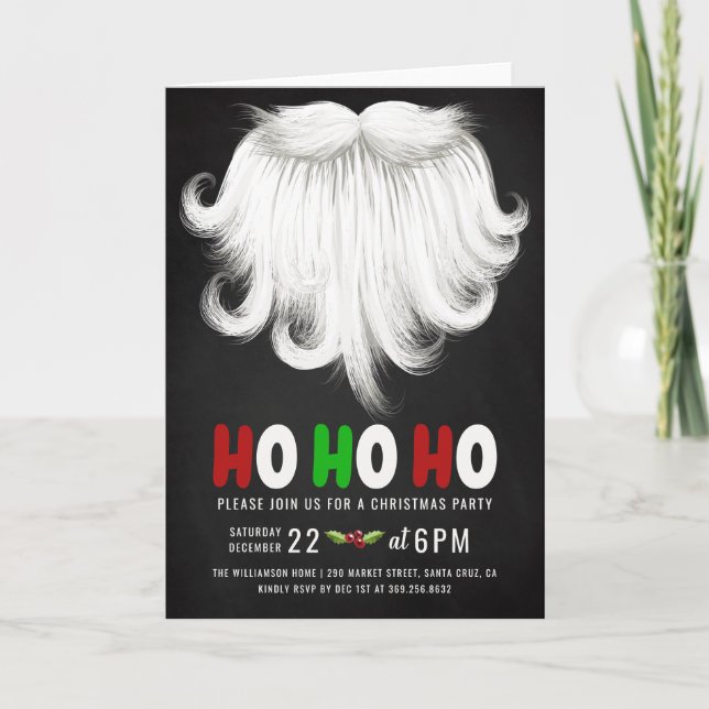 White Santa's Beard Christmas Party Invitation (Front)